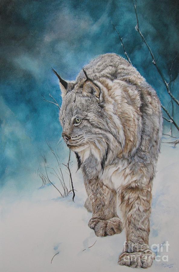 593x900 Lady Lynx Painting By Nonie Wideman - Lynx Painting
