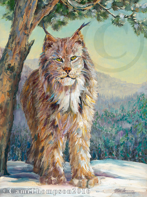 570x761 Lynx Art Life Mountains Giclee Print Oil Painting Canvas Art - Lynx Painting