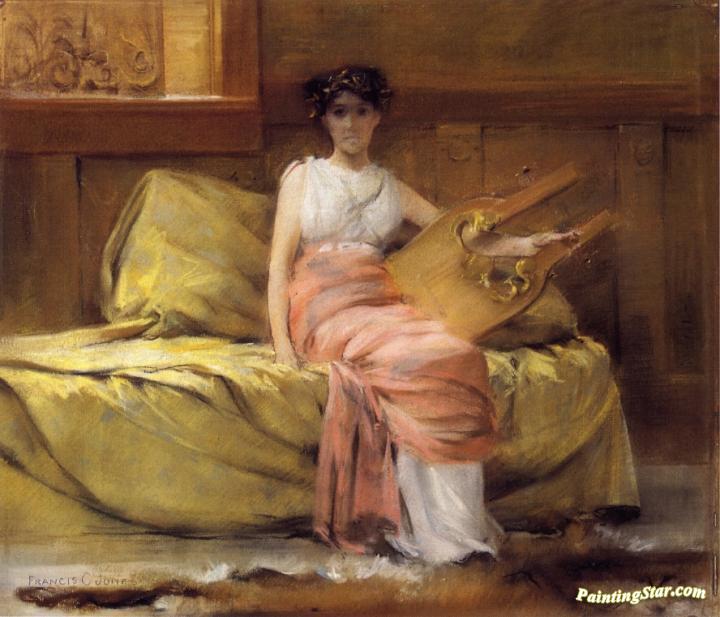720x617 Lady With A Lyre Artwork By Francis Coates Jones Oil Painting - Lyre Painting