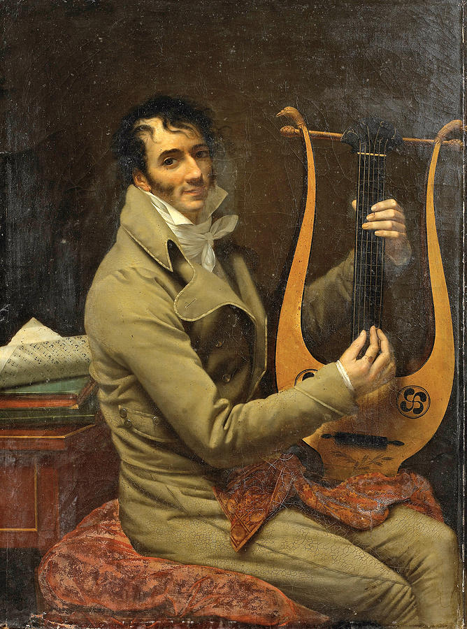 668x900 Portrait De Jean Dominique Fabry Garat Playing Lyre Painting By - Lyre Painting