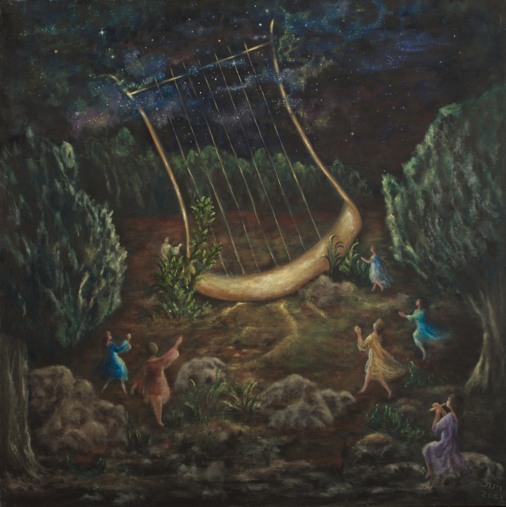 1000x1001 The Magical Lyre Rinat Orel Paintings - Lyre Painting