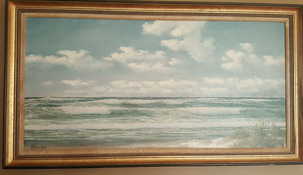 1000x579 M Charles Aka Donald Leary 1916 1991 Seascape Painting Outer Banks - M Charles Painting