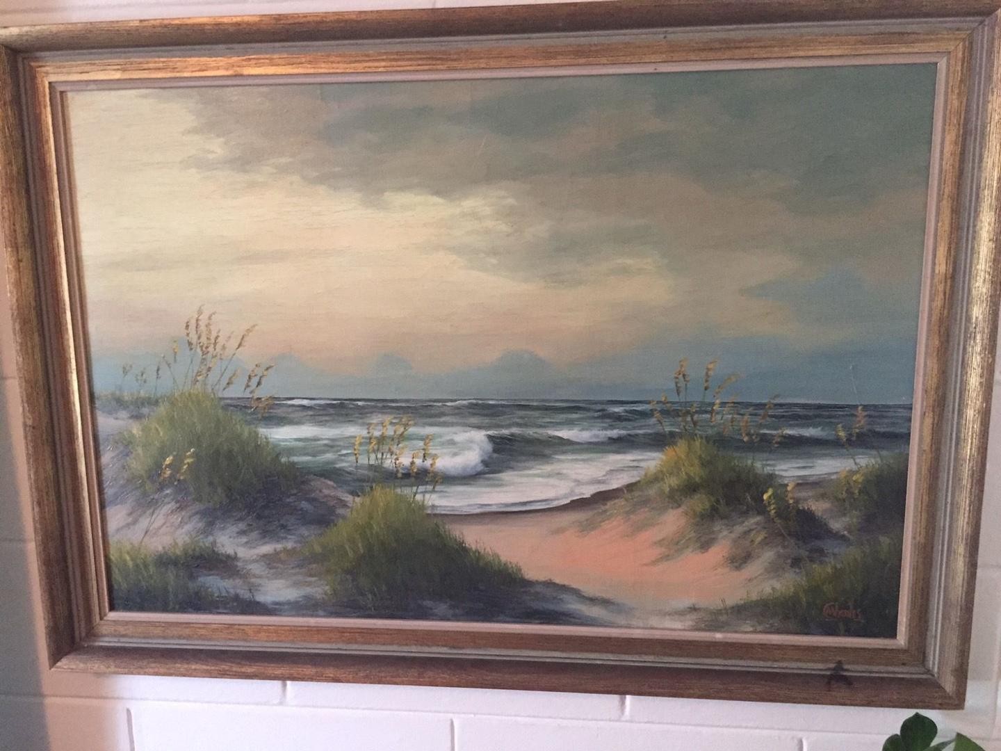 1440x1080 M Charles Donald Leary Painting Original Vintage Outer Banks North - M Charles Painting