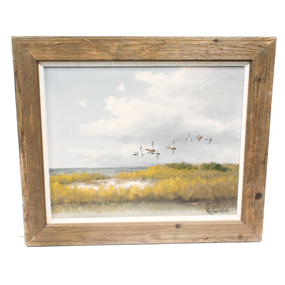 1000x1000 M. Charles Oil On Canvas Seascape Painting Ebth - M Charles Painting