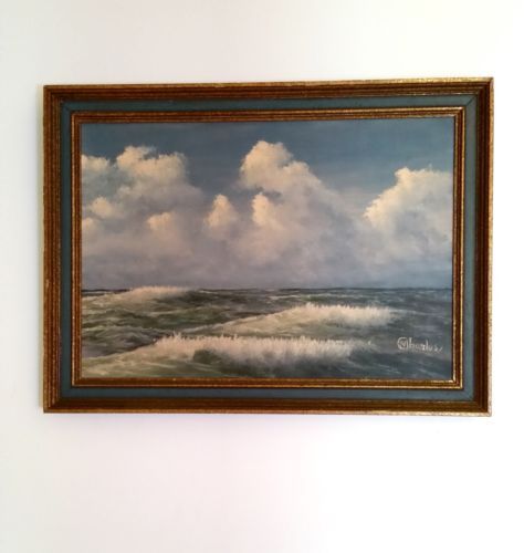 474x500 Original M. Charles Oil Painting, North Carolina Seascape, Donald - M Charles Painting
