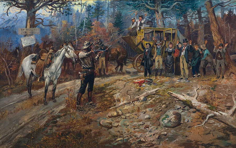 900x564 The Hold Up Painting By Charles M Russell - M Charles Painting
