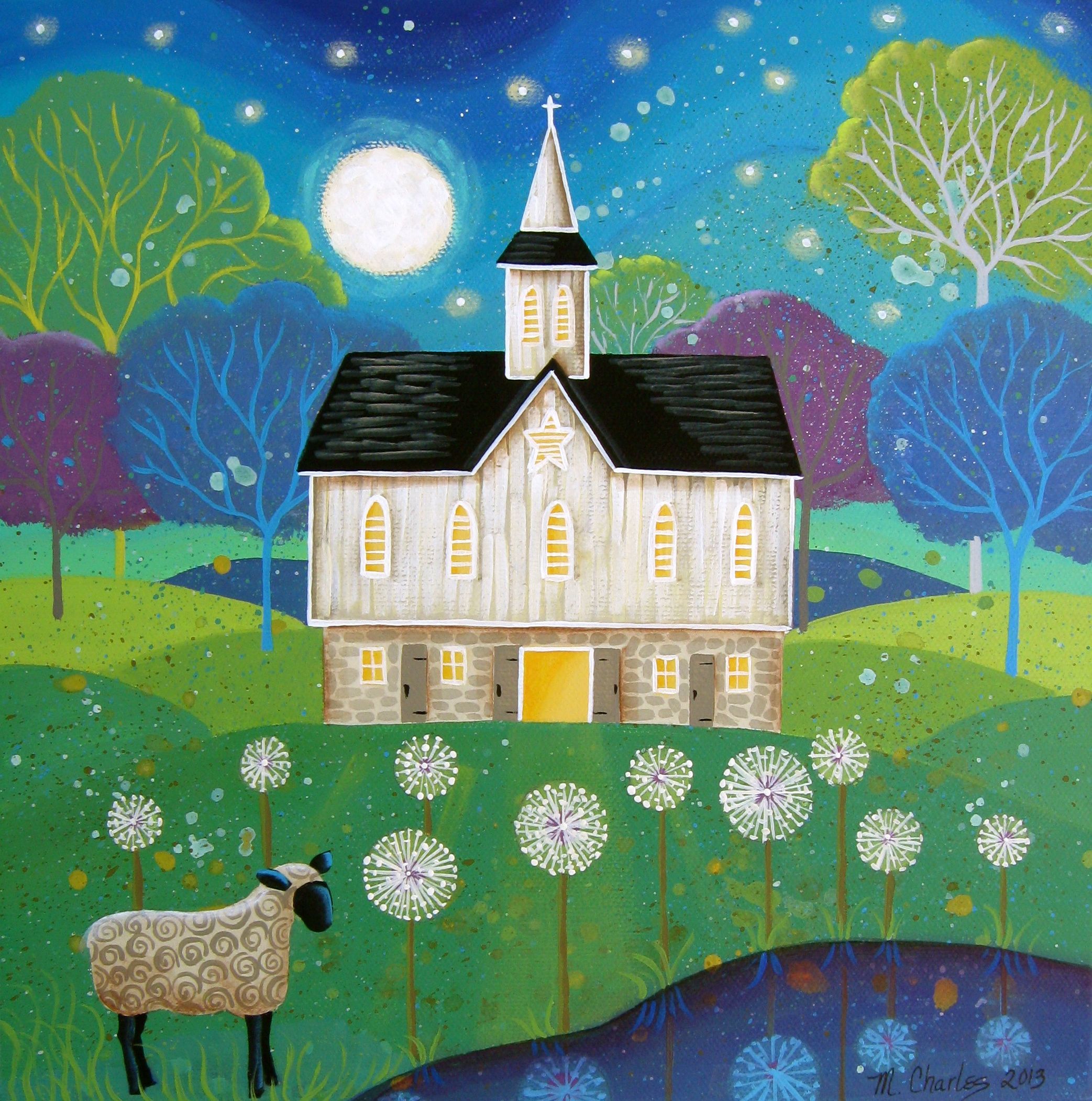 2085x2102 Dandelion Dream Painting By M. Charles (Sold) Mary Charles Folk - M Charles Painting