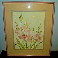 199x200 M. Storm Large Framed Floral Watercolor Painting Framed Amp Double - M Storm Painting