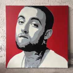 236x236 Kanye West Stencil Art Graffiti Painting By Leiti Work On Canvas - Mac Miller Painting
