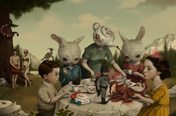 600x398 Liam Thinks! Surreal, Macabre Paintings Of Children And Animals - Macabre Painting