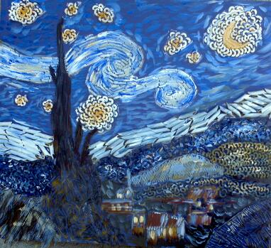 382x349 Macaroni Art Starry Night By Vincent Van Gogh By Saeria - Macaroni Painting