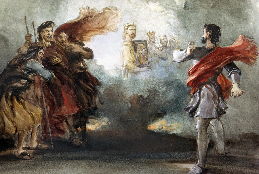 900x604 Macbeth And Witches Painting By Granger - Macbeth Painting