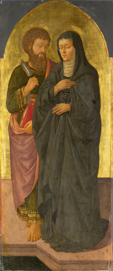 376x900 Saint Bartholomew And Saint Monica Painting By Zanobi Machiavelli - Machiavelli Painting