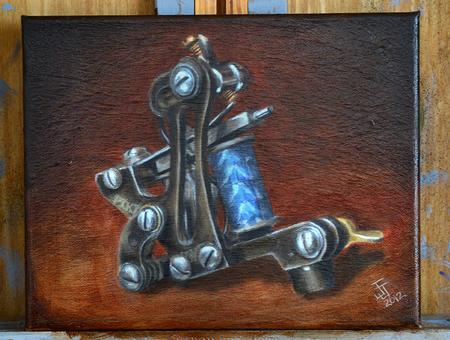 450x340 Jeff Johnson Tattoo Original Art Misc Mike Pike Machine Painting - Machine Painting