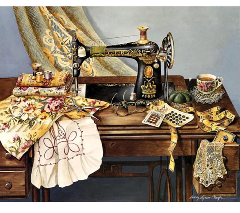 800x708 Sewing Machine 5d Square Diamond Painting Pretty Neat Creative - Machine Painting
