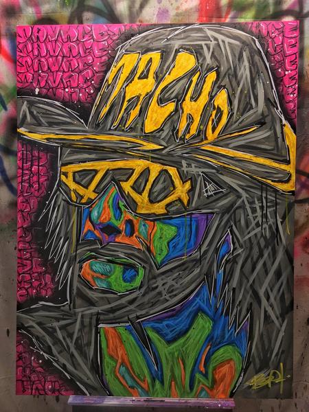450x600 Macho Man Savage Canvas Brian Garcia Paints - Macho Man Painting