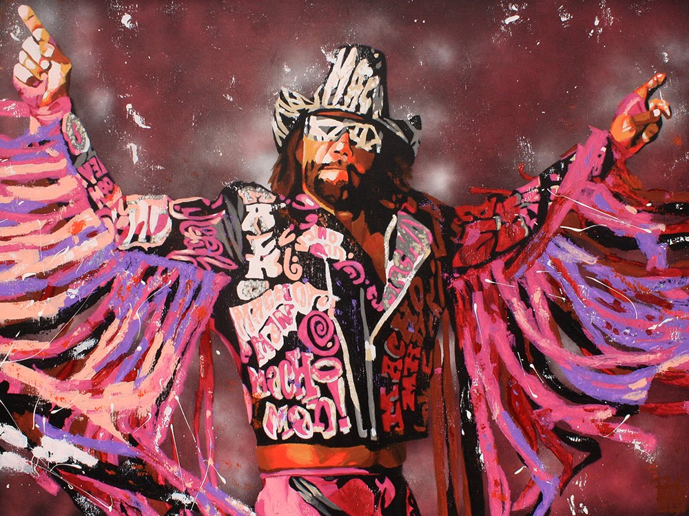 1000x750 The Macho Man Drops An Elbow On The Canvas - Macho Man Painting