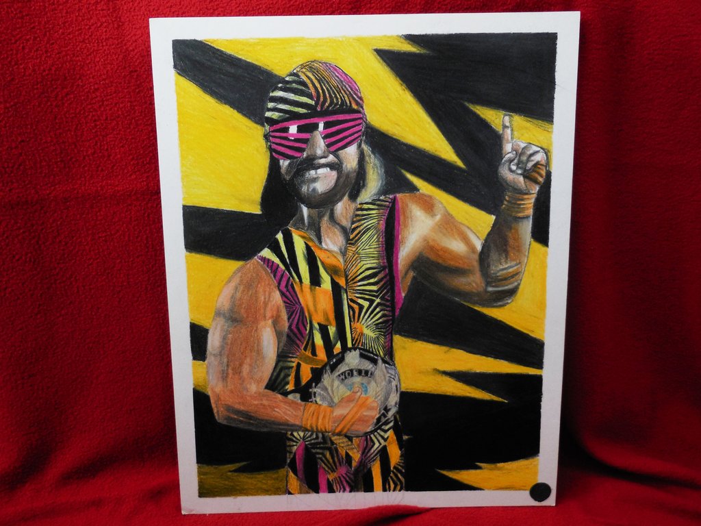 1024x768 Prismacolor Drawing Of Macho Man Randy Savage Hiteart - Macho Man Randy Savage Painting