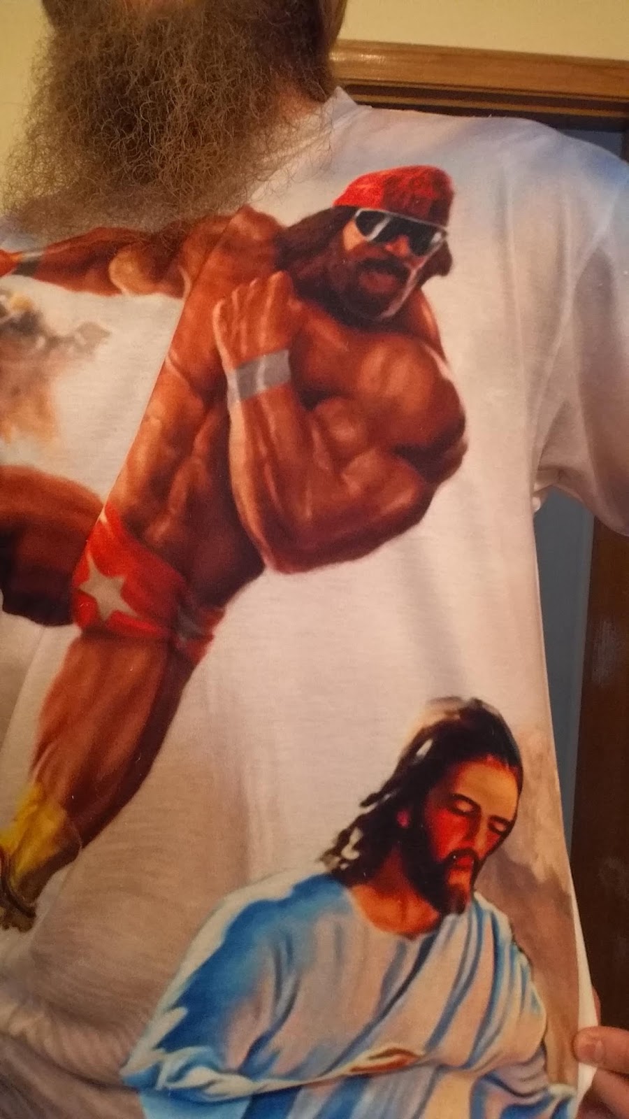 900x1600 Badreligion Macho Man Randy Savage Dropping An Elbow On Jesus! - Macho Man Randy Savage Painting
