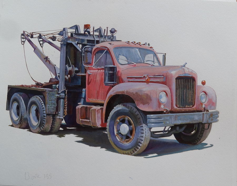900x705 Mack Wrecker. Painting By Mike Jeffries - Mack Painting