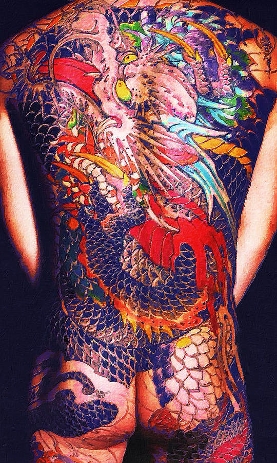 540x900 Tattoo Painting Man Back And Arms Blue Painting By Tony Rubino - Mack Painting