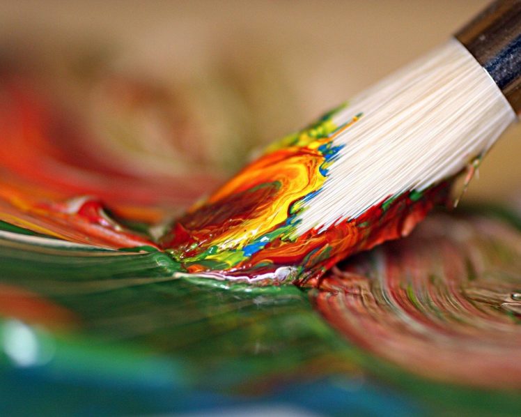748x598 Painting, Paint Brush, Macro, Colorful Wallpapers Hd Desktop - Macro Painting