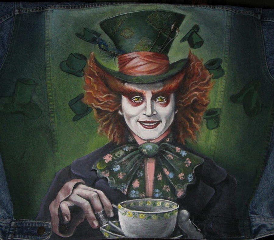 900x788 Mad Hatter Jacket Painting By Janet Gioffre Harrington - Mad Hatter Painting
