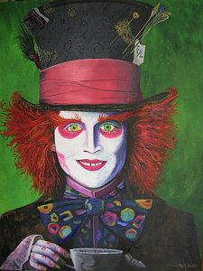 225x300 Mad Hatter Johnny D Painting By Charolette A Coulter - Mad Hatter Painting
