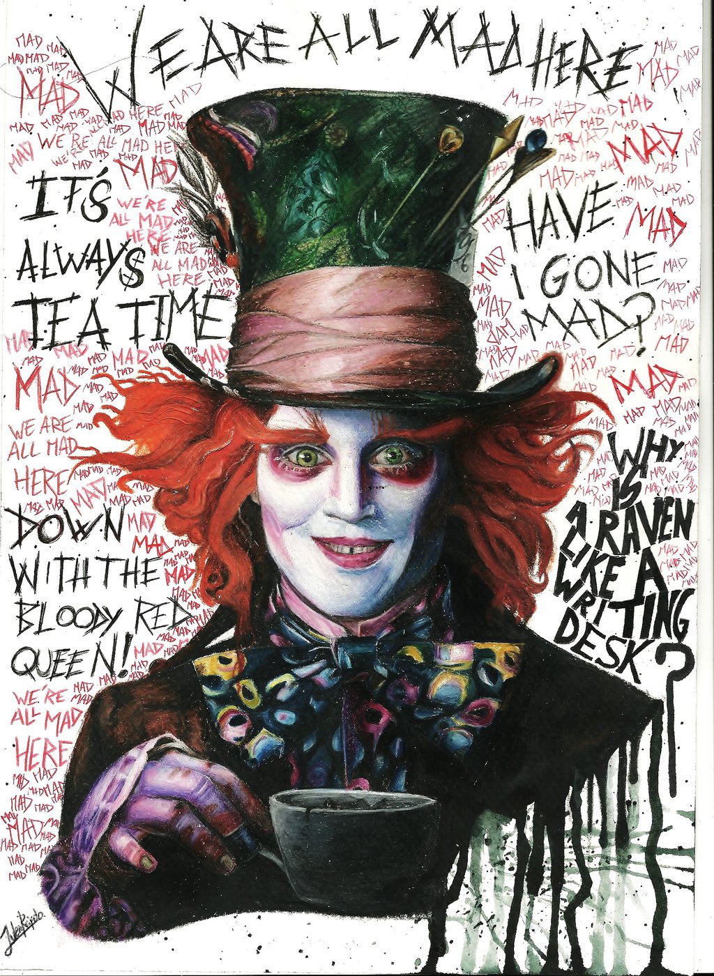 1024x1400 Mad Hatter By Fearofthedarko - Mad Hatter Painting