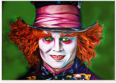 400x288 The Mad Hatter From Alice In Wonderland Movie Art - Mad Hatter Painting