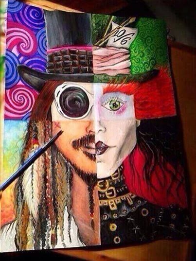 403x537 Johnny Depp Art - Mad Hatter Painting