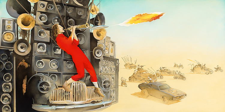 750x375 Smooth Warrior, A Mad Max Fury Road Painting Of Kenny G As - Mad Max Painting