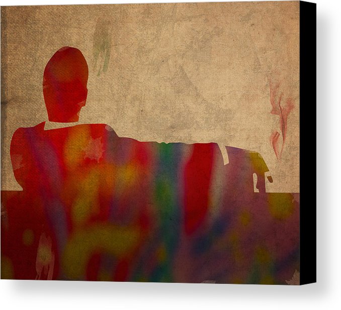 678x617 Mad Men Watercolor Silhouette Painting On Worn Parchment No 3 - Mad Men Painting