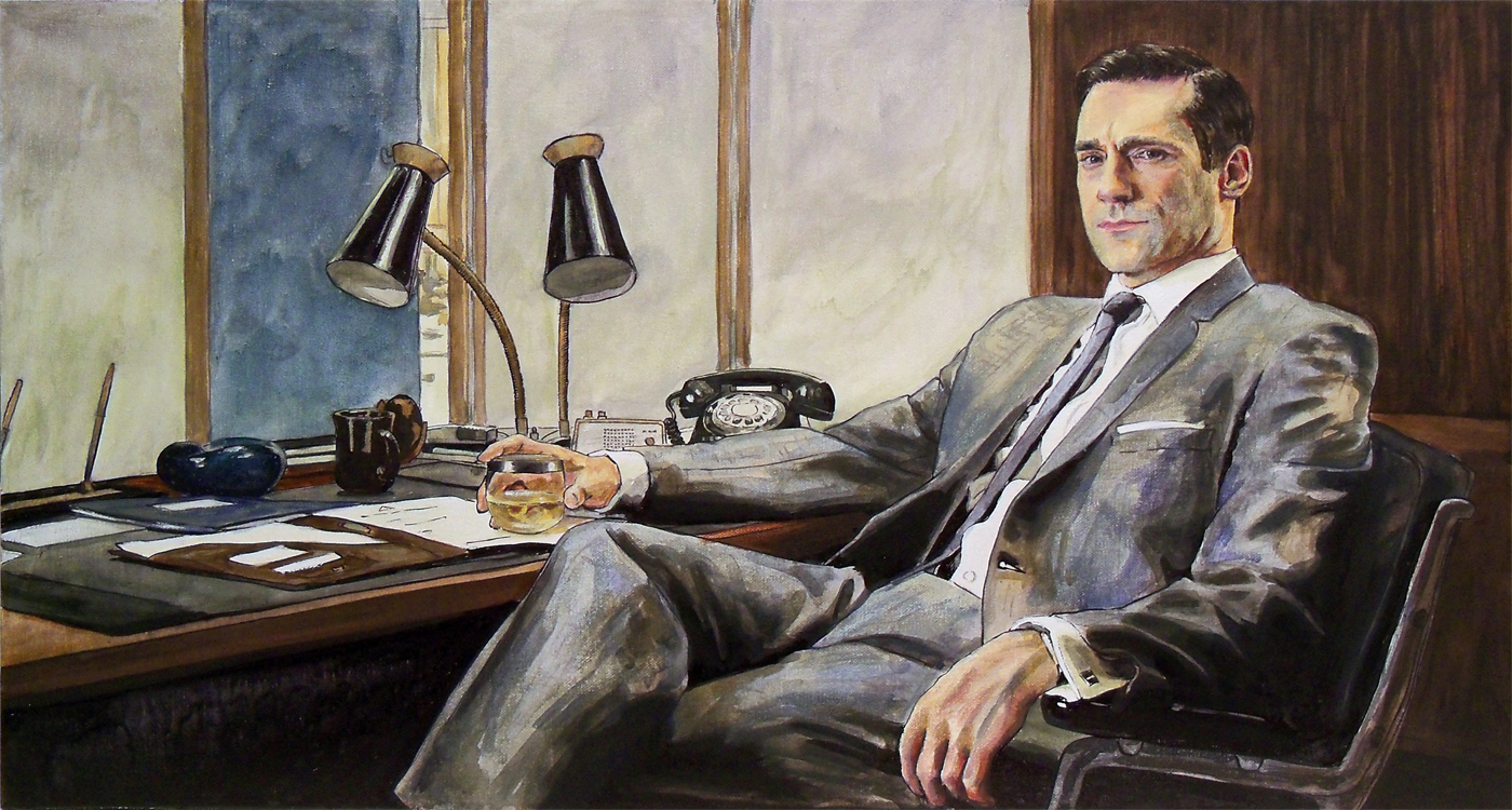1400x750 Paintings On The Side Don Draper From Mad Men - Mad Men Painting