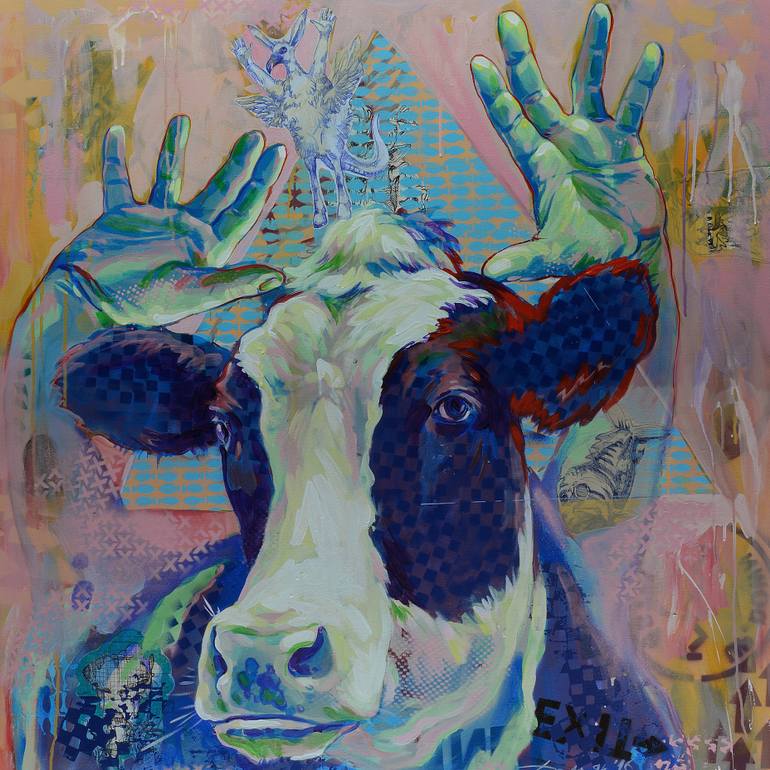 770x770 Saatchi Art Mad Cow Painting By Damyan Bumbalov - Mad Painting