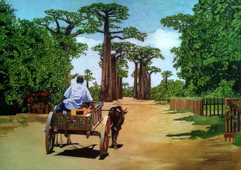 770x544 Saatchi Art Madagascar Boabab Trees Painting By Basie Geerdts - Madagascar Painting