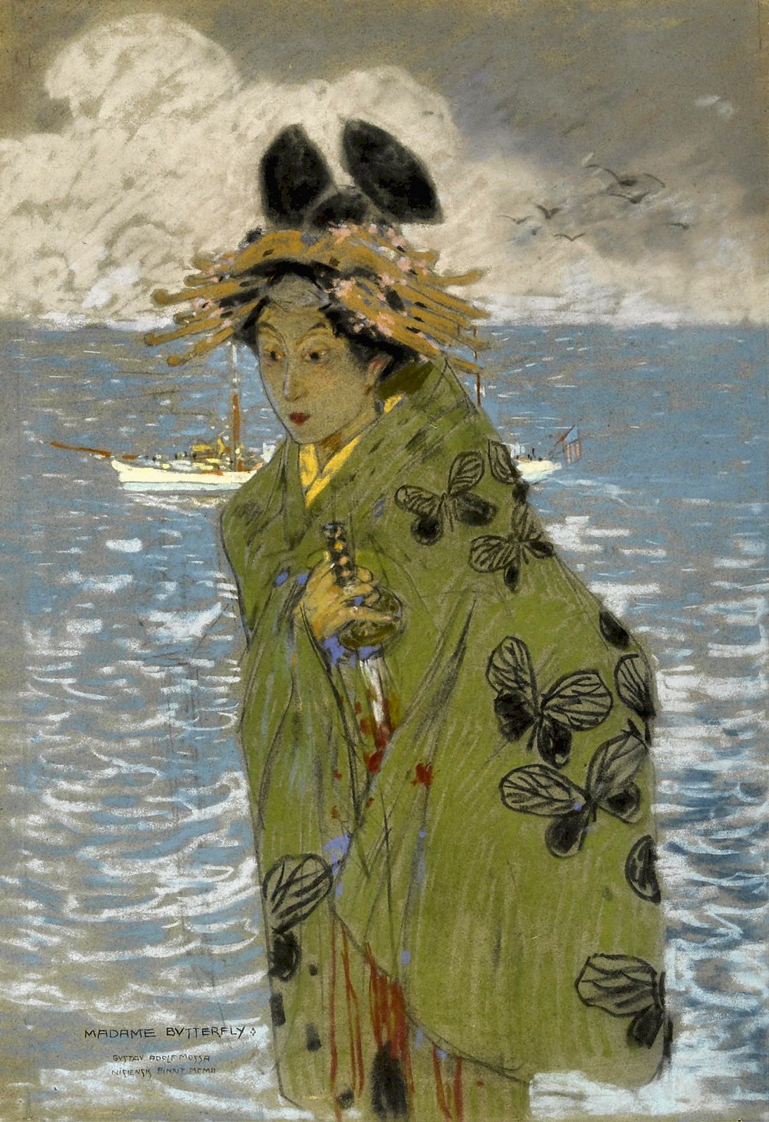 1097x1600 Mossa, Gustave Adolphe - Madame Butterfly Painting