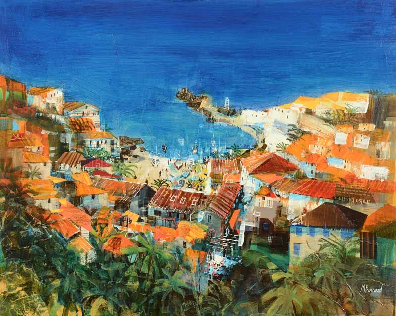 800x640 Artist Mike Bernard, Ri Painting Fishing Village, Madeira - Madeira Painting