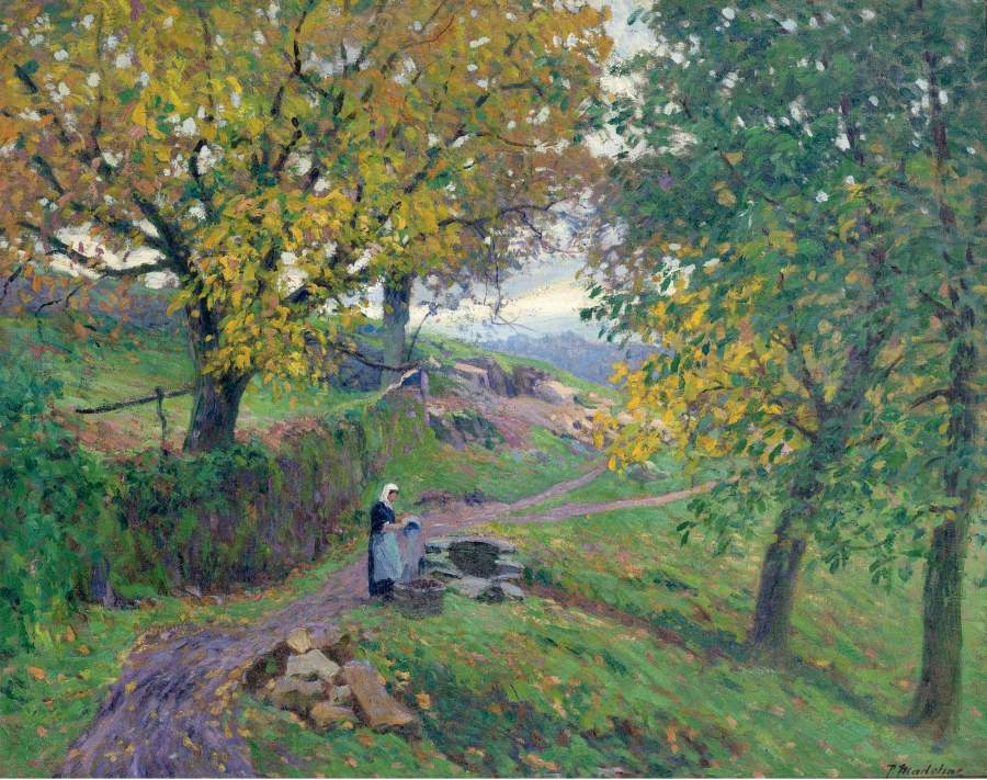 900x711 Laundress In Creuse Painting Paul Madeline Oil Paintings - Madeline Painting