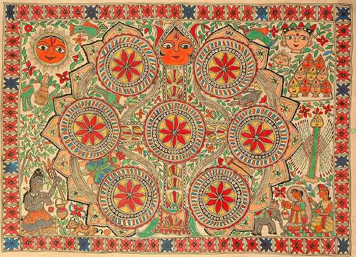 696x502 Buy Online Madhubani Kohbar Painting - Madhubani Painting