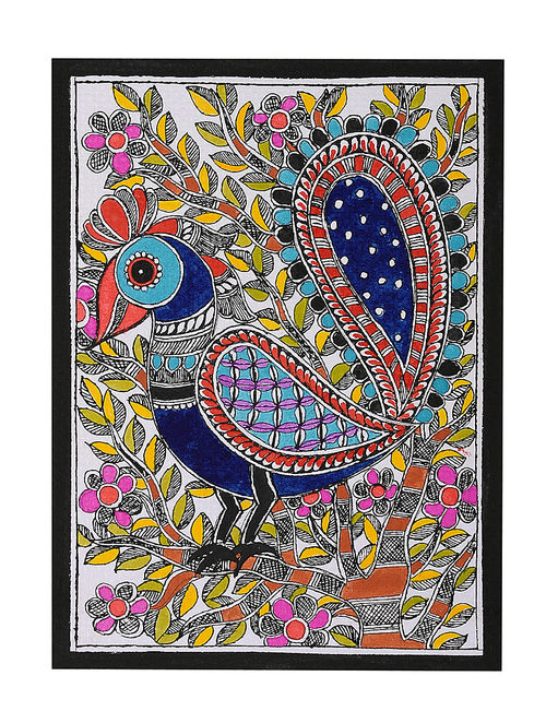 500x662 Buy Peacock Madhubani Painting 7.5in X 5.5in Online - Madhubani Painting