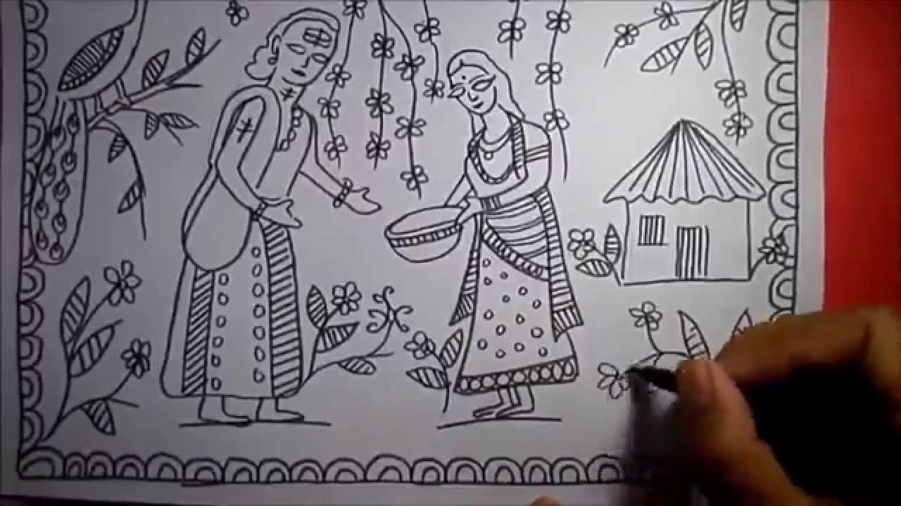 1280x720 Madhubani Painting Design - Madhubani Painting Designs
