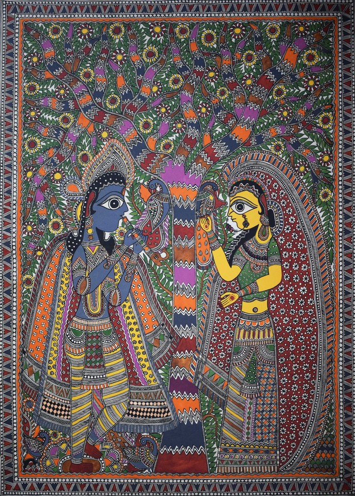 690x964 Madhubani Painting By Artist Unknown Artist Folk, Painting - Madhubani Painting Images