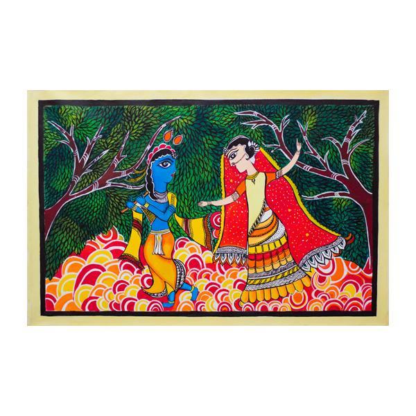 600x600 Radha Krishna Madhubani Painting - Madhubani Painting Images