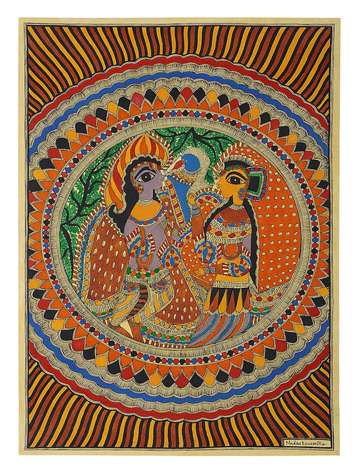 500x662 Buy Radha Krishna Madhubani Painting Online - Madhubani Painting Online