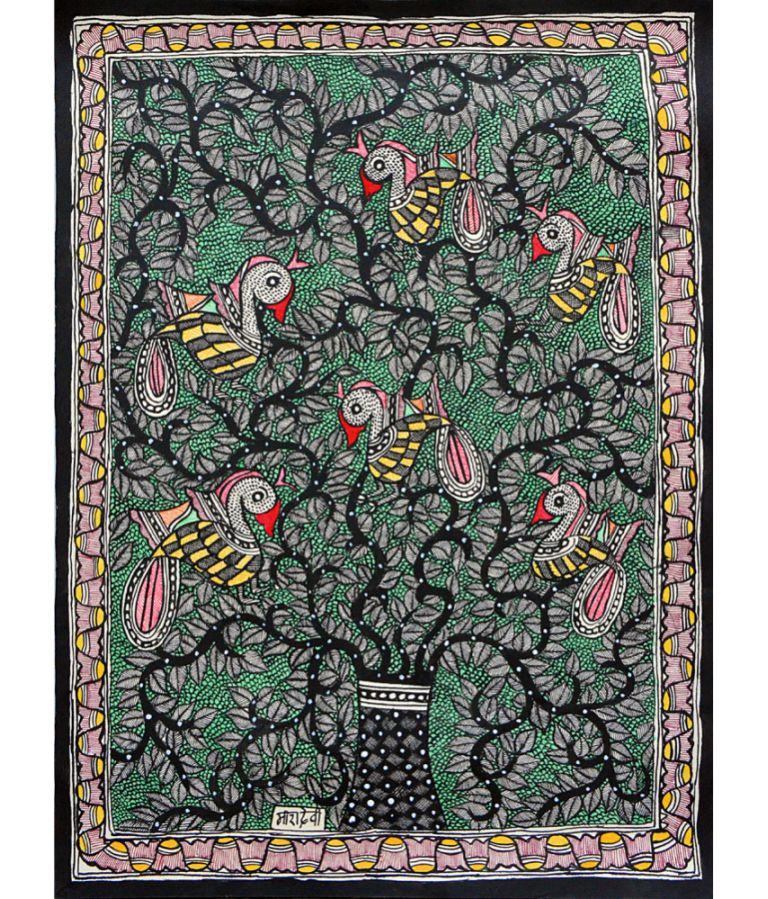768x899 Madhubani Painting Tm50,traditional Art Paintings Onlineharmony Arts - Madhubani Painting Online