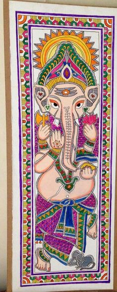 236x590 Buy Floral Madhubani Artwork On Handmade Paper Online - Madhubani Painting Online