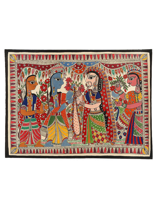 500x662 Buy Krishna Rukmani Wedding Scene Madhubani Painting - Madhubani Painting Online