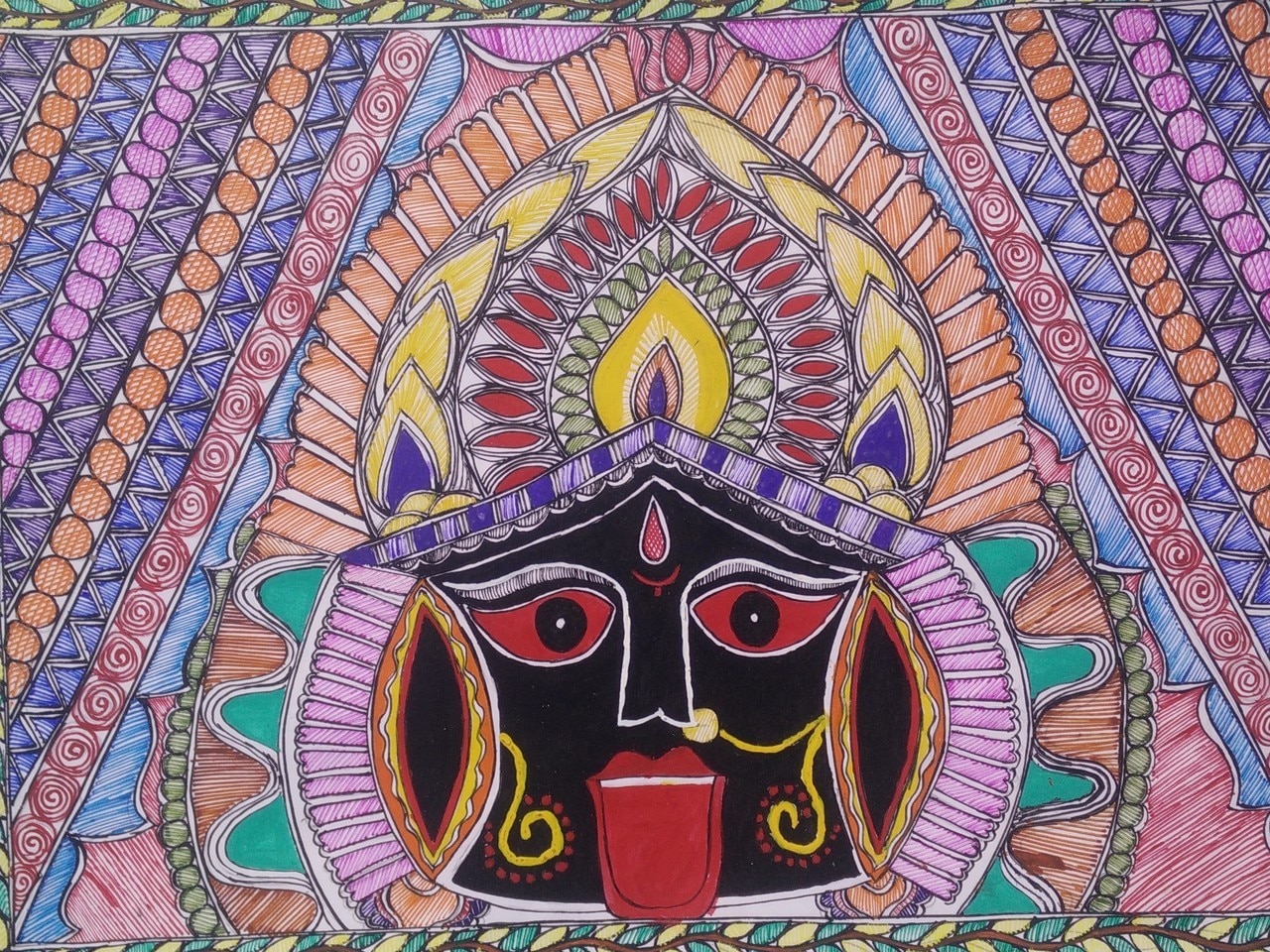 1280x960 Buy Maa Kali Madhubani Painting Handmade Painting By Nisha Sharma - Madhubani Painting Online