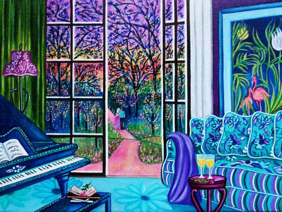 576x432 Interior Still Life Painting A Sunset Stroll With Rousseau By K - Madison Painting